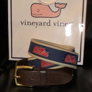 Ole Miss Vineyard Vines Leather Tab Belt
